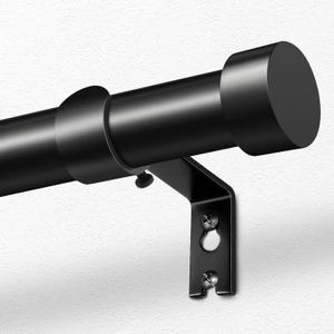 KAMANINA Black Curtain Rod 32 to 58 Inch, Heavy Duty 1 Inch Curtain Rods for Windows Adjustable Window Treatment Rods for Bedroom Living Room, Modern Design, Easy Installation