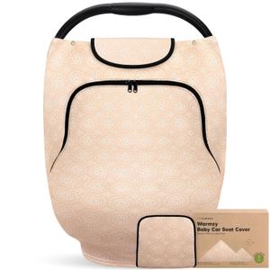 Baby Car Seat Cover for Boys, Girls - Breathable Infant Carseat Canopy for Winter, Rain, Universal Stretchy Fit Nursing Cover for Breastfeeding Newborns, Super Soft, Easy Access Zip Window (Crystal)