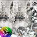 2 x XtraLarge, Silver Backdrop for Parties - 6.6x3.3 Feet, Pack of 2 | Disco Theme Backdrop for Graduation Decorations 2026 and Silver Prom Decorations 2026 | Retro Bachelorette Party, 70s Theme Decor, 40"W x 81.6"L