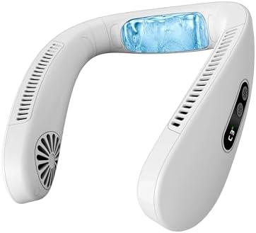 HIGO CoolMaster Ultra Neck Fan, Neck Air Conditioner, 2-in-1 Cooling Neck Fan Portable Rechargeable, Wearable Personal Fan, 5500mAh Large Battery, Ergonomic Design, Frost White