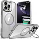ESR for iPhone 16 Pro Max Case,Camera Control Button Compatible with MagSafe, Military-Grade Protective Case, Built-in Stash Stand Phone Case, Scratch-Resistant Back Cover, Classic Series, Clear Grey