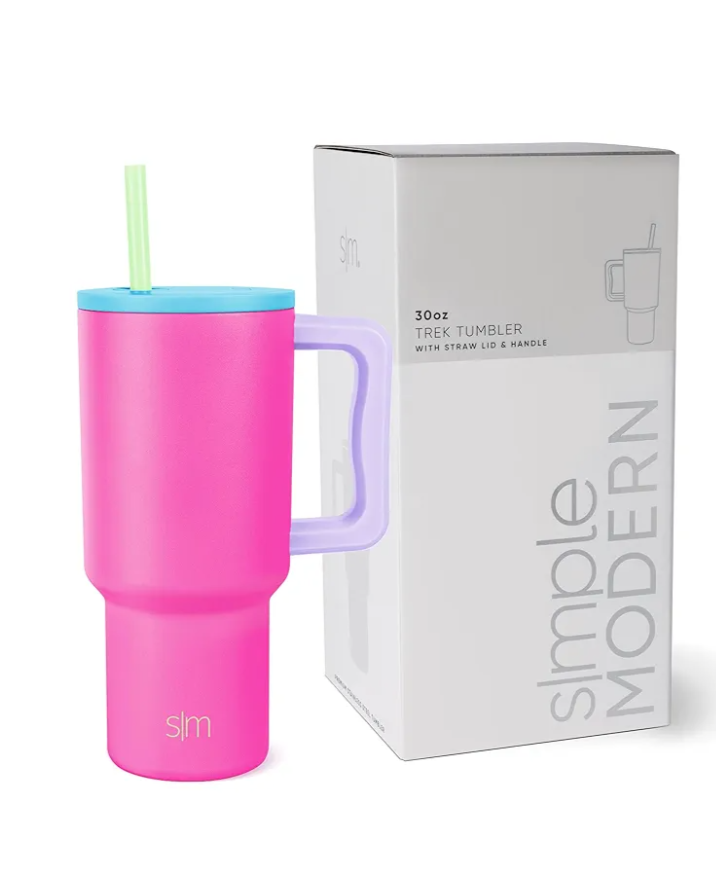 Simple Modern 30 oz Trek Tumbler with Handle and Straw Lid | Cup Holder Friendly Insulated Stainless Steel Travel Mug | 80s Mix