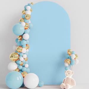 Wokceer Wedding Arch Cover 8FT Spandex Fitted Wedding Arch Stand Covers Round Top Chiara Arch Backdrop Cover for Birthday Party Ceremony Banquet Decoration, Dusty Blue