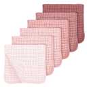Looxii Muslin Burp Cloths Baby Girl 6 Pack - 20" x 10" - Ultra Soft & Absorbent, 6-Layer 100% Cotton for Spit Up & Drool- Gentle Baby Burping Cloth, Newborn Essentials Shower Gift Girl, Gradient Pink