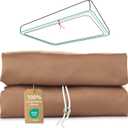 Queen Fitted Sheet Only with Drawstring and 360 Elastic for Tight Fit, 100% Long-Staple Cotton Dual-Lock Fitted Queen Sheet, Luxury Soft and Comfort, 1000 TC, Deep Pocket Fits 8" to 16" Mattress (Coffee)
