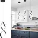 Modern Pendant Lights Kitchen Island,5500K Black Led Pendant Light Fixtures Over Island, Adjustable Led Kitchen Island Pendant Lighting for Kitchen Bedroom Dining Room Sink, 1 Pack