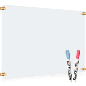 Acrylic Dry Erase Board for Wall, 20 "x 16" Black Non-Magnetic Acrylic Wall Memo Board, Large Clear Family Planner White Board for Home and Office - Blank