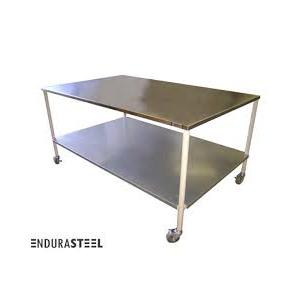 EnduraSteel Stainless Steel Mobile Prep Table with Powdrr-Coated Mild Steel Frame 6 ft x3'9 ft. Only one countertop