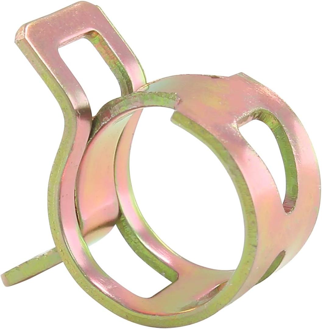 60 Pcs 9mm ID Spring Band Type Clamps, Fuel Hose Clamps Fasteners, Golden Spring Hose Clip for Fuel Hose Line Water Pipe Air Tube Silicone Hose