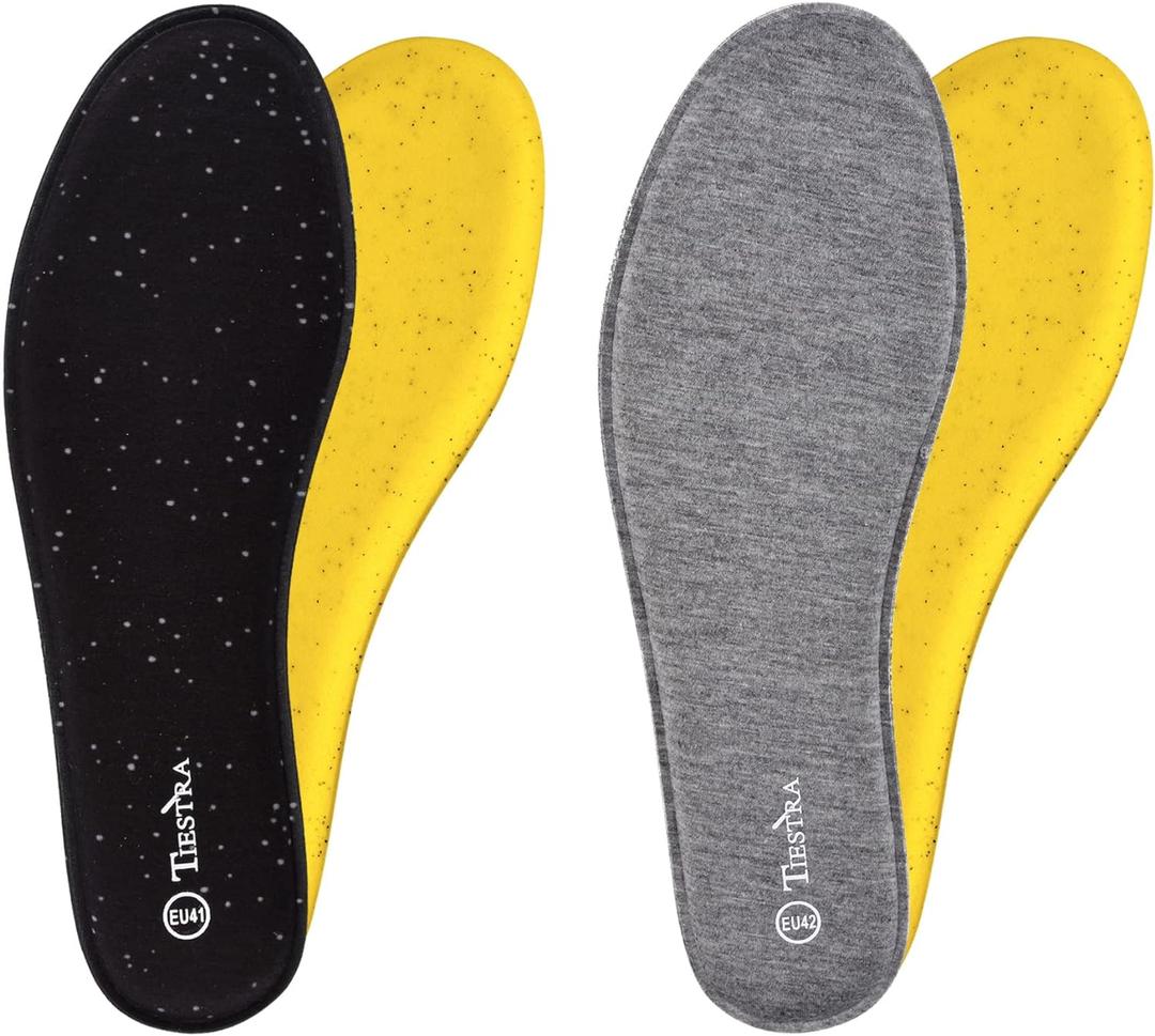 2 Pair -Shoe Inserts for Mens Memory Foam Insoles,Replacement Insoles for Work Boots Running Shoes, Cushion Shock Absorbing for Foot Pain Relief, Comfort Breathable Inner Soles 46EU,US13 (Men: EU 46/US 13, Black+grey(2 Pairs))