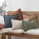 MIULEE Decorative Throw Pillow Covers Neutral Linen Fringe Throw Pillows Euro Shams Set of 2 Natural Beige Boho Farmhouse Cushion Covers for Couch Sofa Bed Living Room Spring Home Decor 22x22 Inch