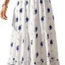 PRETTYGARDEN Womens Summer Boho Maxi Dress 2026 Trendy Short Sleeve V Neck Flowy Beach Floral Dresses with Pockets (Large, White Blue Flower)