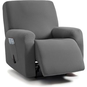 ULTICOR Jacquard Design, 4-Piece, 1 Seat Recliner Cover, Reclining Chair Covers for 1 Cushion Reclining Sofa, Single Seat Recliner Couch Cover, Washable (Dark Grey, Single Recliner Cover)