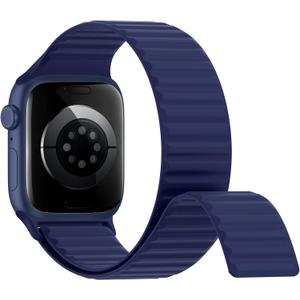 Magnetic Silicone Sport Bands Compatible with Apple Watch Band 40mm 38mm 41mm 42mm 44mm 45mm 46mm 49mm for Women Men, Soft Strap Loop Wristband for iWatch bands Series 11 10 9 8 7 6 5 4 3 2 1 SE Ultra
