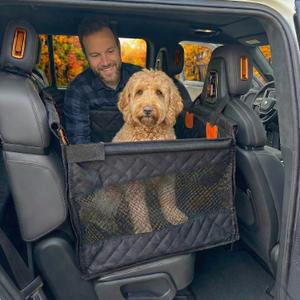 Dog Car Seat for Large Dogs Sturdy Waterproof Pet Booster with Interior Tether Washable Reinforced Travel Bed for Comfortable Trips - Large, Medium, and Small Pets - 21x21x20