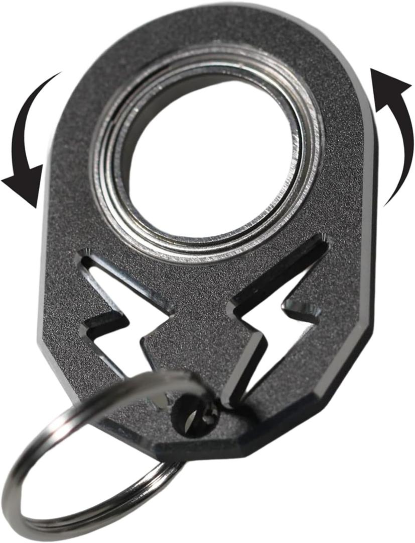 YIPUKIYI Keychain Spinner Fidget Ring Metal Key Chain Spinner Fidget Ring Type Toy for Man Women and Kids (Black)