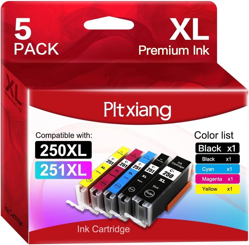 250 XL 251 XL Ink Cartridges Compatible with Canon PGI-250XL CLI-251XL(Gray Not Included), for: PIXMA MG5520 MG5620 MG6420 MG6620 IP7220 MX922 IX6820 Printer Ink Cartridge