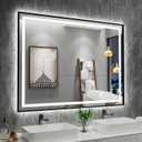 Amorho 40" X30" LED Bathroom Mirror with Black Frame, Front Light and Backlit, Stepless Dimmable, Anti-Fog, Shatter-Proof, Memory, 3 Colors, Double LED Vanity Mirror