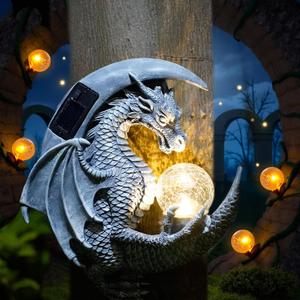 Dragon Tree Hugger Solar Magic Orb Garden Statue Dragon Solar LED Lights Decor Sun Moom for Your Patio Balcony Porch Yard for Mom Grandma