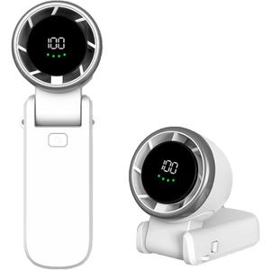 Portable Handheld Fan, 100 Speed Adjustable Angle Turbo Mini Fan with LED Display 100 Speeds, 3600 mAh Hand Fan Foldable Personal Fan for Women Travel Outdoor (White)