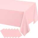 WNINK 6 Pack Plastic Light Pink Tablecloths for Parties Disposable Table Covers 54" x 108" Baby Pale Pink Pastel for Baby Shower Party, Parties Bridal Shower, Engagement Wedding,Holiday Birthday