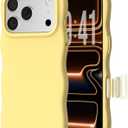 ORNARTO for iPhone 17 Pro Case 6.3", Wavy Liquid Silicone Shockproof Drop Protection Cover with Camera Control Button, Skin-Friendly Microfiber Lining Buttercream, Yellow