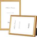 3.5x5 Picture Frame Matte Gold Modern Simple Thin Aluminum Metal Photo Frame with HD Real Glass, Display for Tabletop and Wall Collage. (2 Pack)