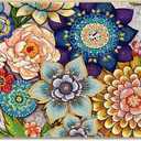 Boho Colorful Mandala Floral Faux Linen Door Mat, Vintage Spiritual Mandala Flower Doormat Outdoor Indoor Entrance Porch, Rustic Boho Welcome Mats for Front Door, 17x30 Inch