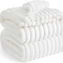 Bedsure GentleSoft Full Size Blanket for Bed - Cozy Soft Blankets for Women, Cute Large Fleece Throws for Girls, Off White, 84x90 Inches