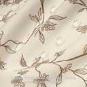 Beige Tan Floral Shower Curtain 72x72, Lightweight Faux Linen Bathroom Curtains, Twiggy Leaves Botanical Cottagecore Farmhouse Decor, Water Repellent Fabric