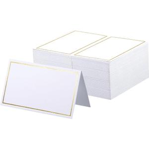 3 x Place Cards Pack of 120 - Small Table Name Cards with Gold Foil Border Weddings, Banquets, Events, Not for Printers, 3.5 inches x 4 inches
