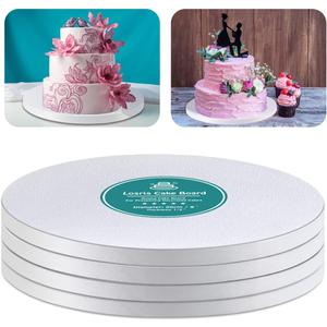 White Cake Drums Round 16 Inch Cake Boards with 1/2-Inch Thick Smooth Edges for Multi Tiered Birthday Wedding Party Cakes Drum Board