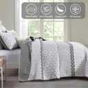 Cottolester Boho Quilt Set King Size Gray Farmhouse Quilt Bedding Set Striped Lightweight Summer Bedspread Coverlet Bedding Set 104"x90" (3 Pieces)