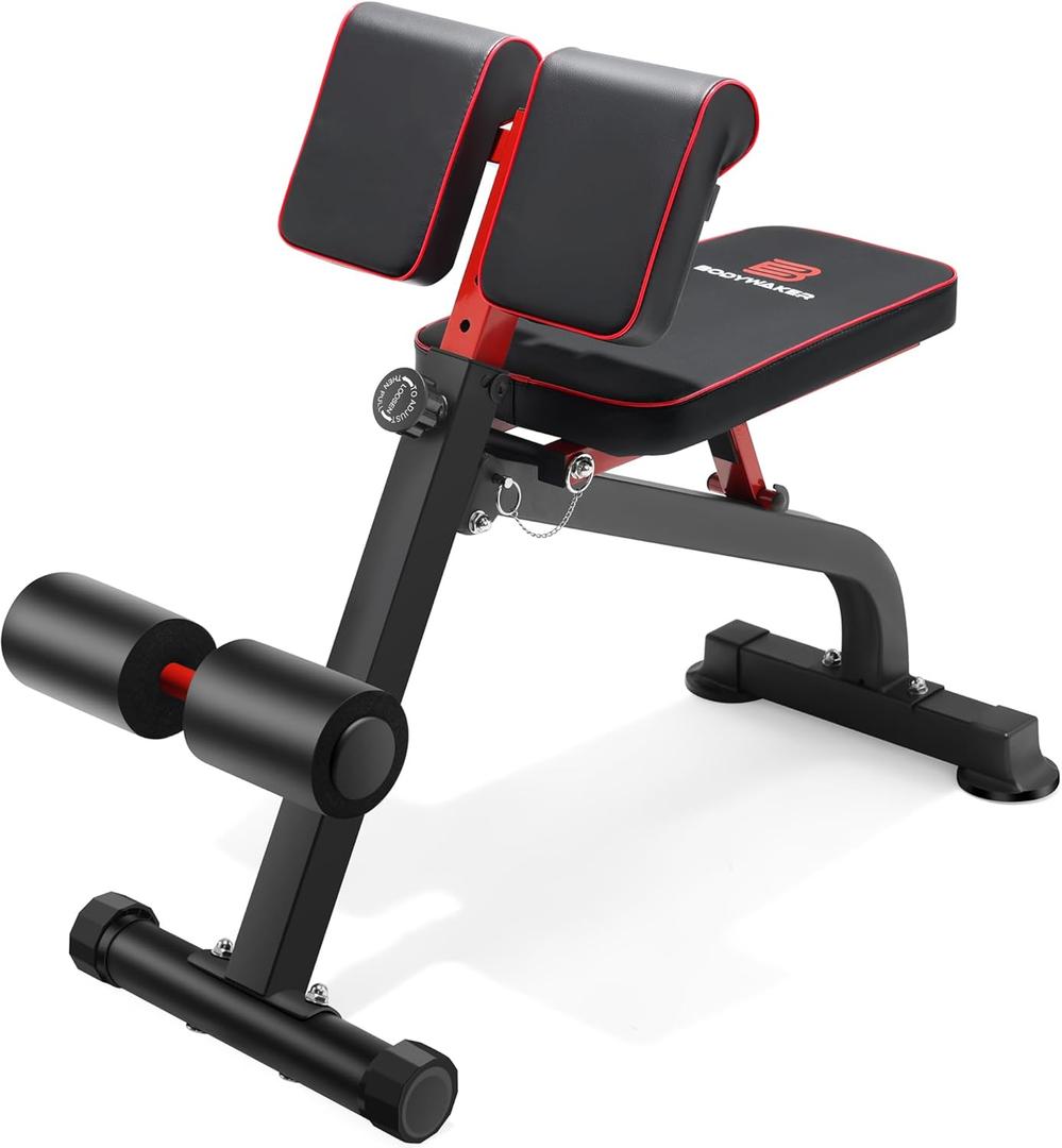 Roman Chair Back Extension Bench for Glute, Hamstring and Lower Back, Hyperextension Bench, Adjustable & Foldable Weight Bench for Home Gym Strength Training (Black)