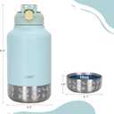 GiNT 37oz Insulated Stainless Steel Dog & Human Water Bottle | Leakproof Travel Dispenser with Detachable 10oz Bowl, 24H Cold/12H Hot, Carrying Case for Walking, Hiking,Camping & Outdoor Travel(Green)