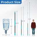 MAVRIZ 5-12ft Fruit Picker Pole with Basket, 20FT Reach Telescoping Apple Picker Extension Pole, Fruit Grabber for Harvesting Mango, Orange, Lemon, Avocado, Pear - Sturdy Aluminum Fruit Tree Picker