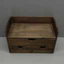 Besti Wooden Office Desk Organizer - Organizing Tool for Desktop, Cubicle, Bedroom, Kitchen - Vintage Style Organization Caddy with Top Tray Shelf & 3 Drawers - 13.6x9x7 Inches (Rustic Burnt)