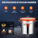 VTG VOGTEN 5 Gallon Vacuum Chamber with Tempered Glass Lid,304 Stainless Steel Degassing Chamber for Stabilizing Wood, Degassing Resin, Silicone and Epoxies