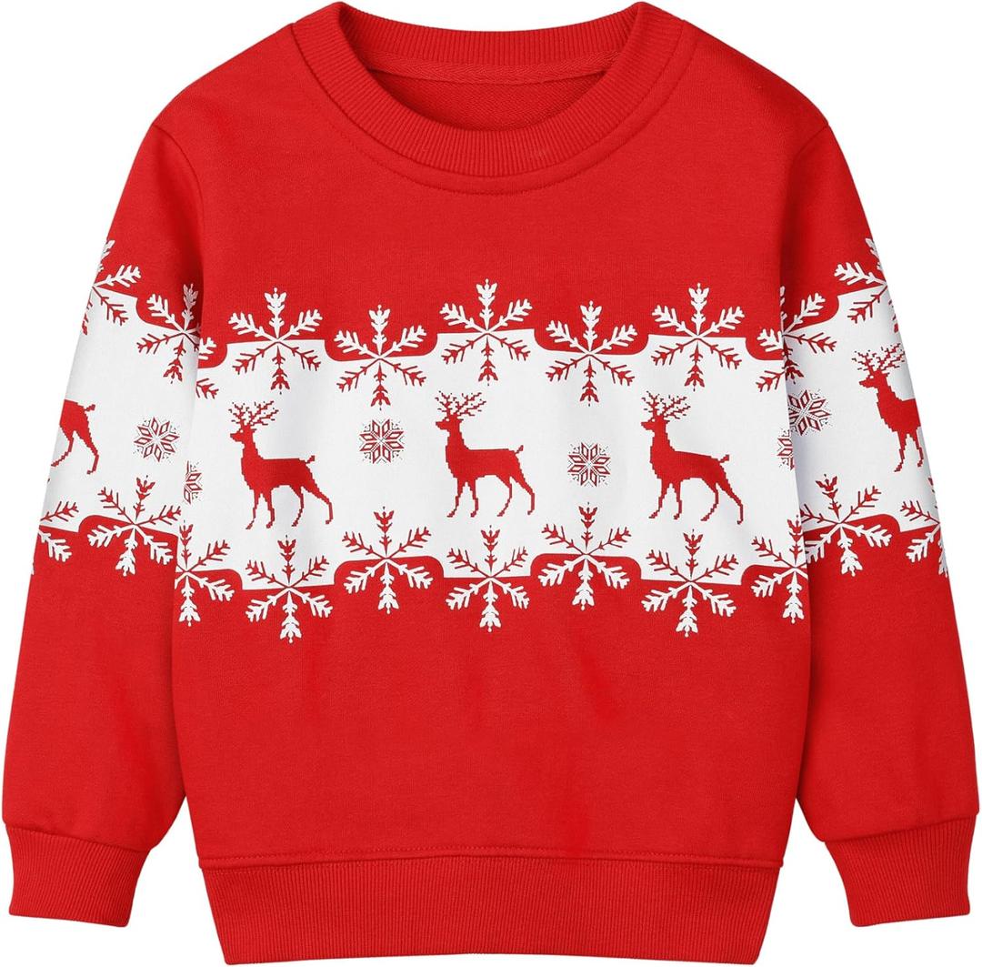 Resinta Toddler Boys Christmas Sweatshirts Boys Xmas Clothing Kids Long Sleeve Cotton Pullover Tops for Holiday Party (3T, Red Reindeer)