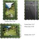 5x7 Wavy Picture Frame With Mat For 4x6, Wavy Edge Wooden Picture Frame with Real Glass - Wall Mount and Tabletop Display, Green, 2 Pack