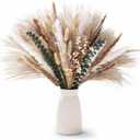 JOHOUSE 120PCS Dried Pampas Grass Set for Vase, Natural Pampas Grass Eucalyptus Stems Bunny Tails 17 inches for Boho Home Wedding Farmhouse Decor