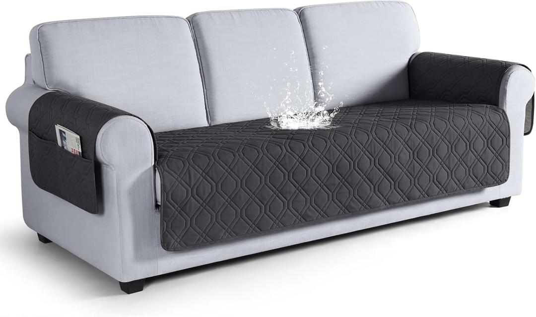 VANSOFY Couch Cover, Waterproof Sofa Covers Washable Slipcover Furniture Protector Couch Seat Covers Non-Slip Couch Cover for Dogs, Pets(Sofa, Charcoal Gray) 3 Seater