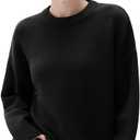 SUUKSESS Women Cashmere Blend Oversized Crew Neck Long Sleeve Pullover Sweaters (X-Small, Jet Black)