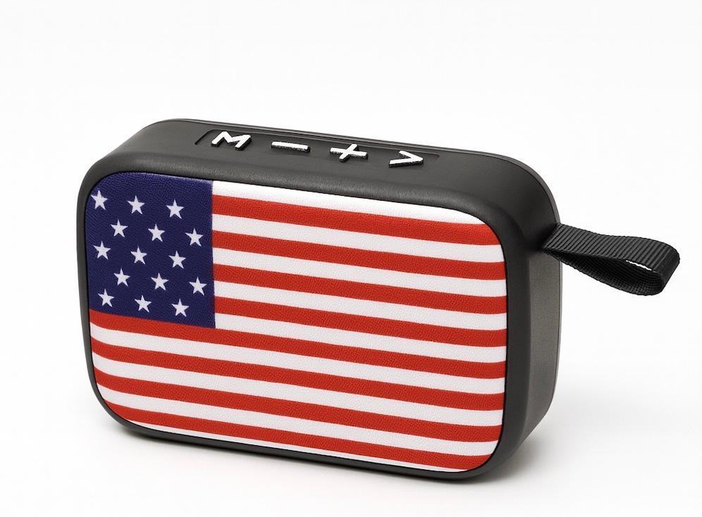Portable Bluetooth Speaker with USA Flag Design – Wireless Mini Speaker with Stereo Sound & Control Buttons