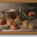 Gold Framed Wall Art Vintage Harvest Apples Still Life Canvas Art Farmhouse Fruits Picture Wall Decor Antique Prints Rustic Paintings Country Artwork for Bedroom Bathroom Living Room 16x24 Inch