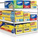 EVERIE Extendable 3-Tier Kitchen Cabinet & Pantry Organizer for Plastic Wrap, Foil & Storage Bags, Adjustable Heavy Duty Shelf Rack for Wrap Boxes, Jars & Snack Boxes (11–16.7 in Wide), Pack of 1