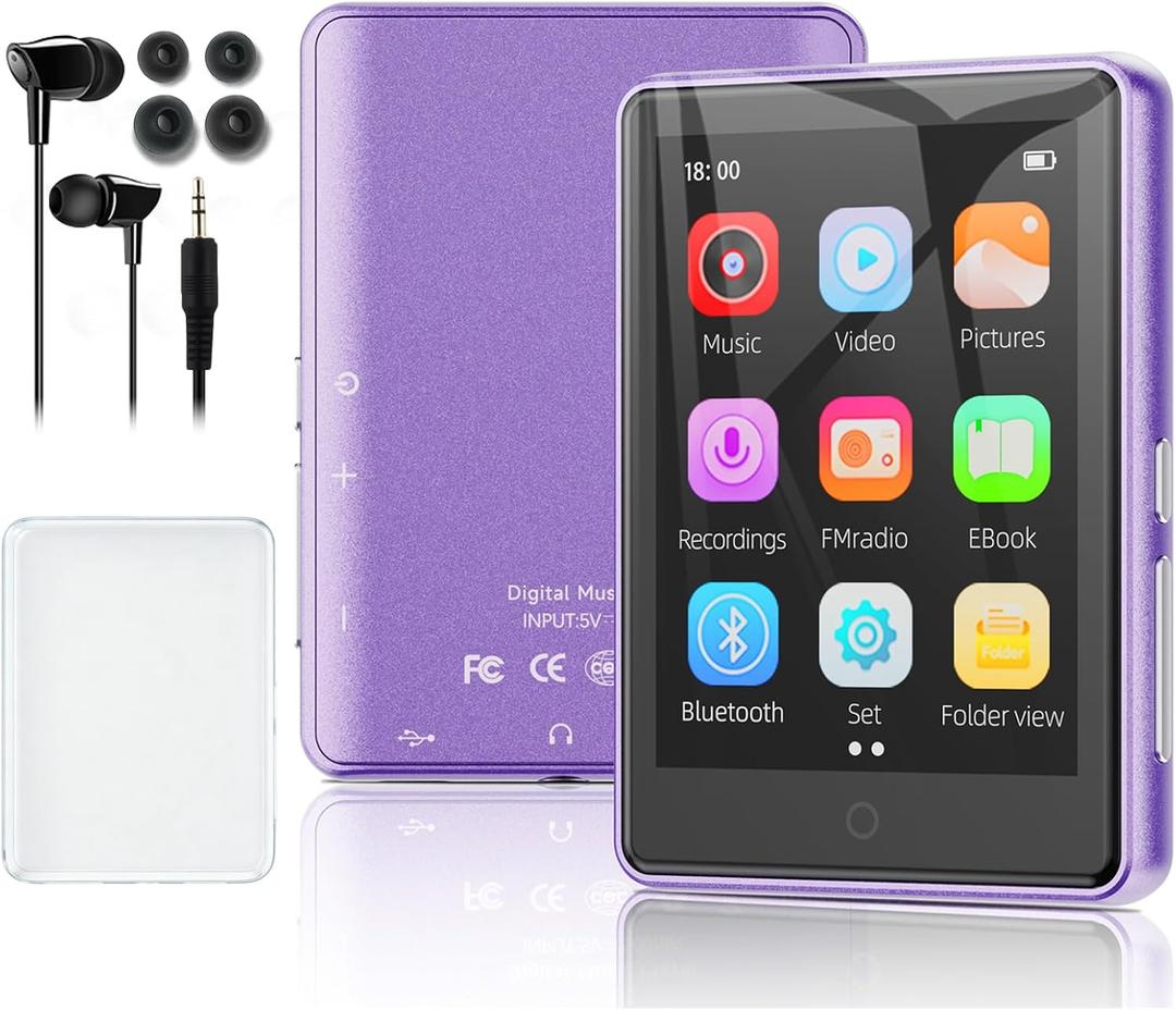 64GB MP3 Player with Bluetooth 5.3, 2.8 Inch Touch Screen, HiFi Sound Portable Music MP4 Player for Kids,Built-in Speaker,Recording,FM Radio,Random sequential Folder Play Expandable up to 128GB