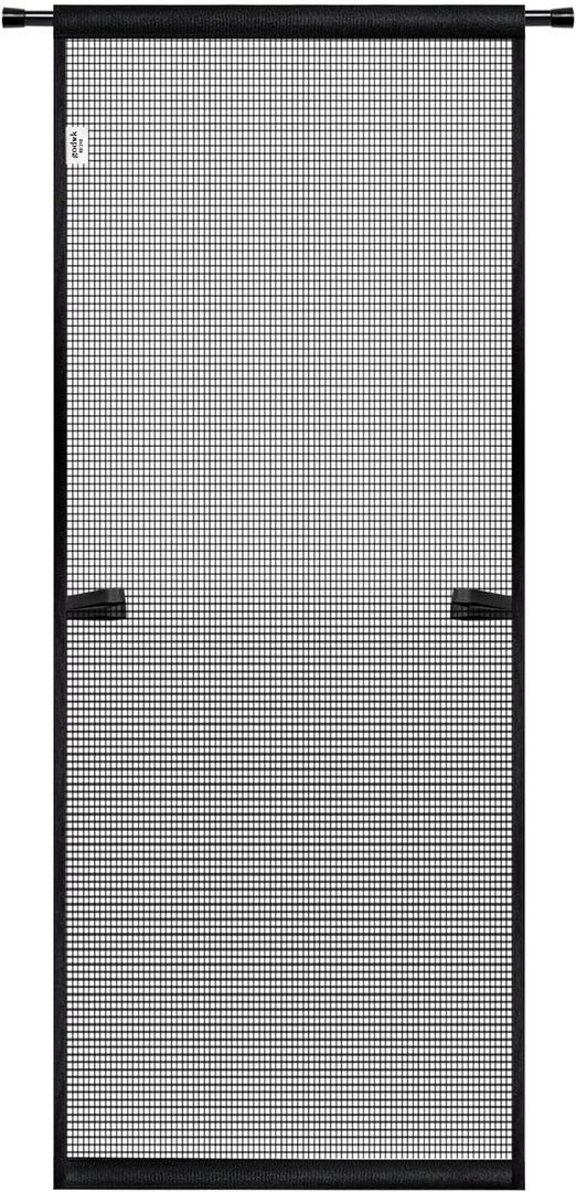 Hanging Screen Door - Fits Door Size 36" x 96" (Curtain Size 38'' x 97''), Sturdy Fiberglass Door Curtain Has Tension Rod&Hook&Loop Two Ways of Use, Heavy Duty Durable Door Screen (Black)