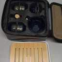 LURRIER Porcelain Chinese Gongfu Tea Set,Portable Teapot Set with 360 Rotation Tea maker and Infuser,Portable All in One Gift Bag for Travel,Home,Gifting,Outdoor and Office (Floral Blue)