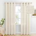 BGment Natural Faux Linen Curtains 84 Inch Long for Living Room - Burlap Textured Light Filtering Window Treatments Grommet Sheer Drapes for Farmhouse, 2 Panels, 52 X 84 Inch